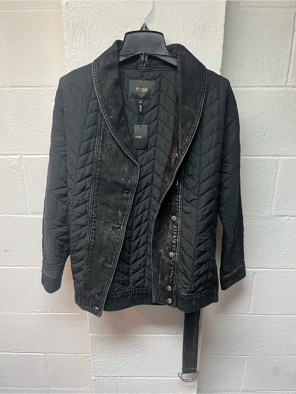 Quilted Belted Black Women's Jacket - Picture 3 of 9